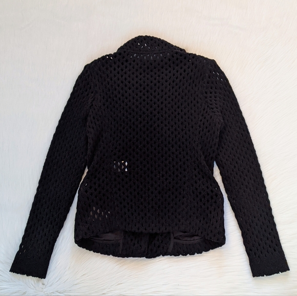 IRO 'Noa' Black Wool Knit Leather Trim Moto Jacket | Size 36 - Picture 10 of 15